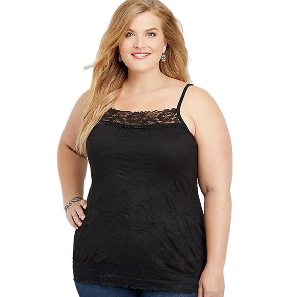 Maurices Plus Size 3X BLACK Stretchy Crinkle Lace Cami - Picture 10 of 11